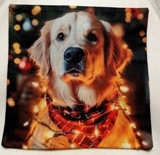 Golden Retriever Christmas Double Sided Throw Pillow Cover Holiday Home Decor