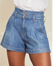 VERONICA BEARD Shorts Women sz 29/8 Blue Denim Jean JAYLEN Cornflower Pleatd NWT