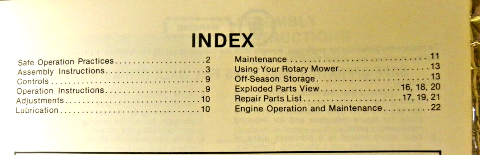 Factory 1981 White Lawn Boss 26 Rotary Mower parts catalog Instruction