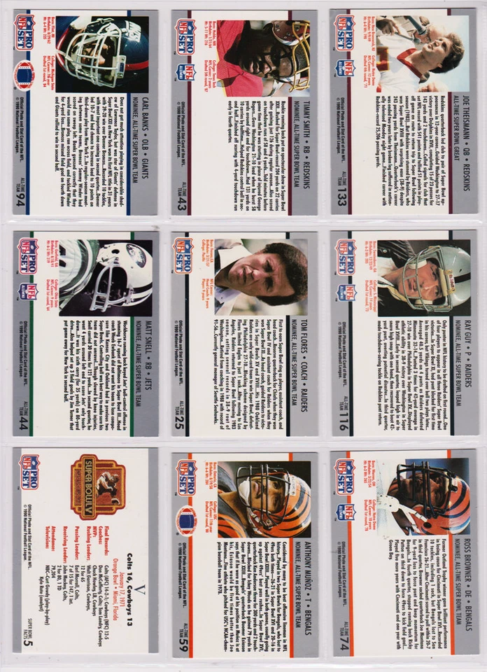 SIGNED RAY GUY 1990 PRO SET SUPER BOWL SUPERMEN FOOTBALL CARD AUTOGRAPHED - HOF - Image 2 of 2