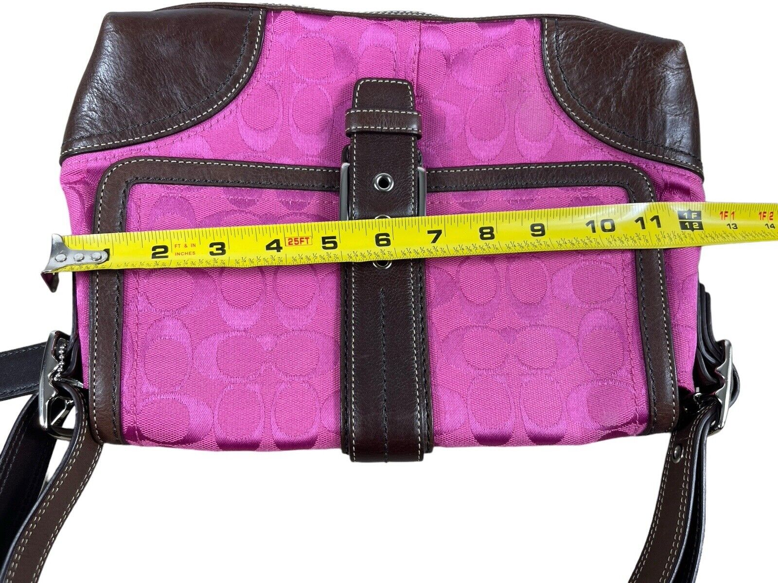 Coach Hampton Handbag Bright Pink Shoulder Canvas… - image 10