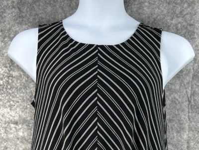 Habitat Dress Medium Black White Chevron Paris Dress Asymetrical Hem La Garconne