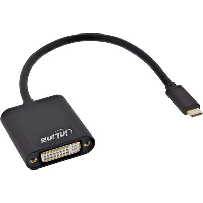 InLine  USB Display Konverter, USB-C Stecker zu DVI Buchse, schwarz