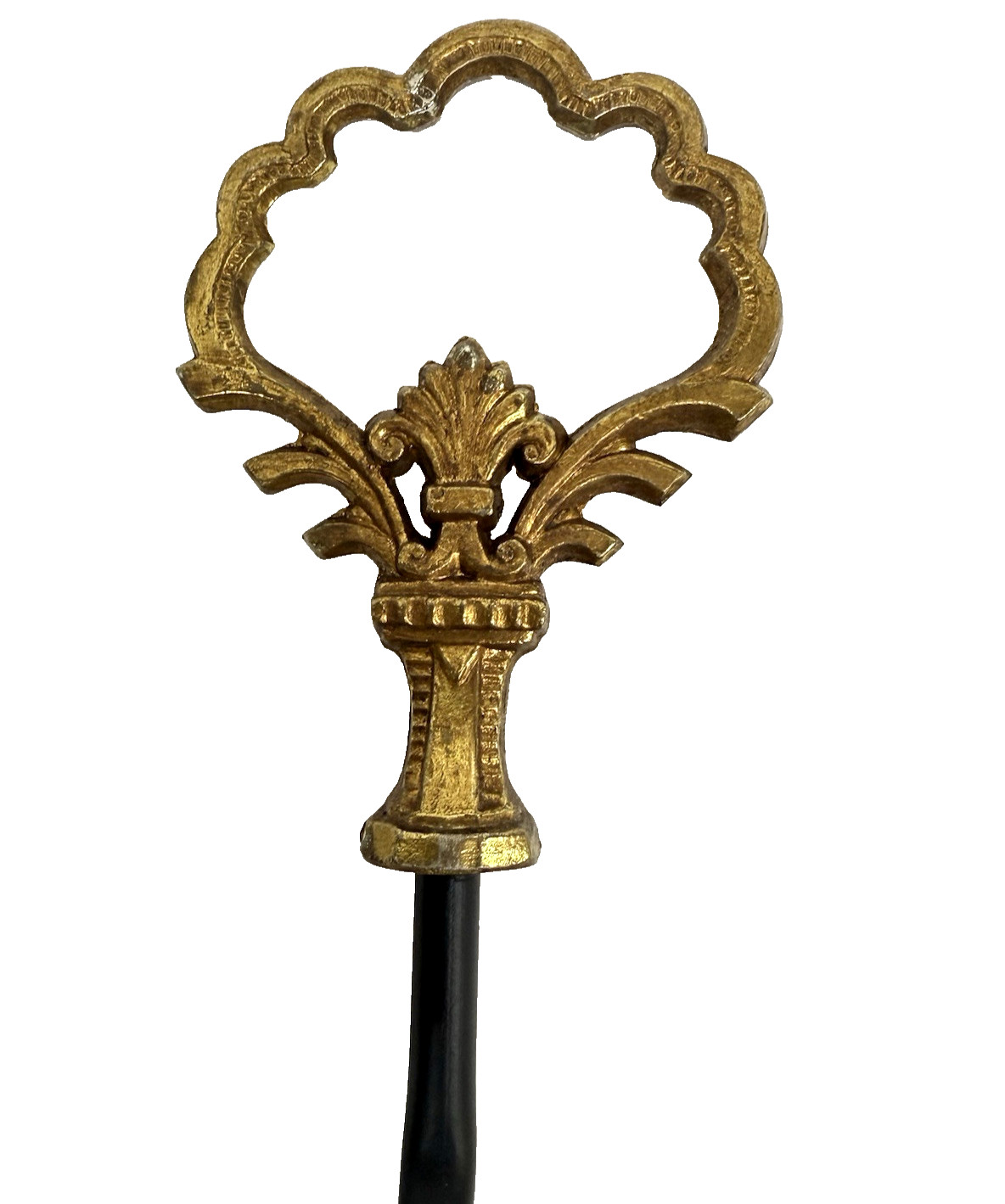 Vintage LARGE Brass Fireplace Damper Opener Hook Decorative Heavy 10” Long Gold