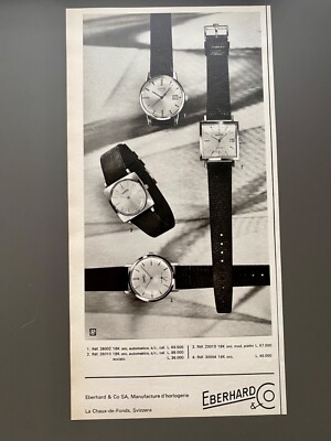Eberhard & Co Manufacture d`horlogerie 1965 Vintage Watch Ad Werbung Reklame
