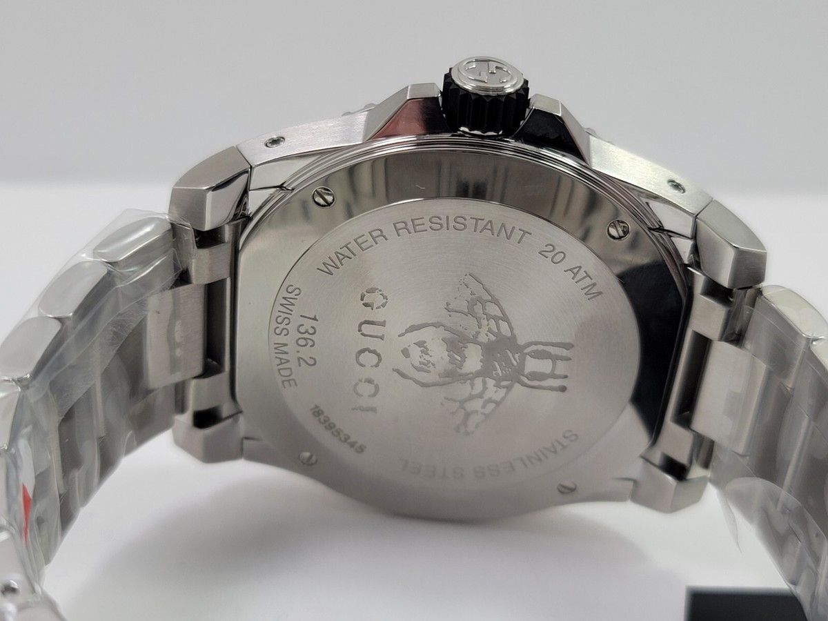 Gucci Dive XL SWISS Quartz Black Dial Stainless Steel Men's Watch