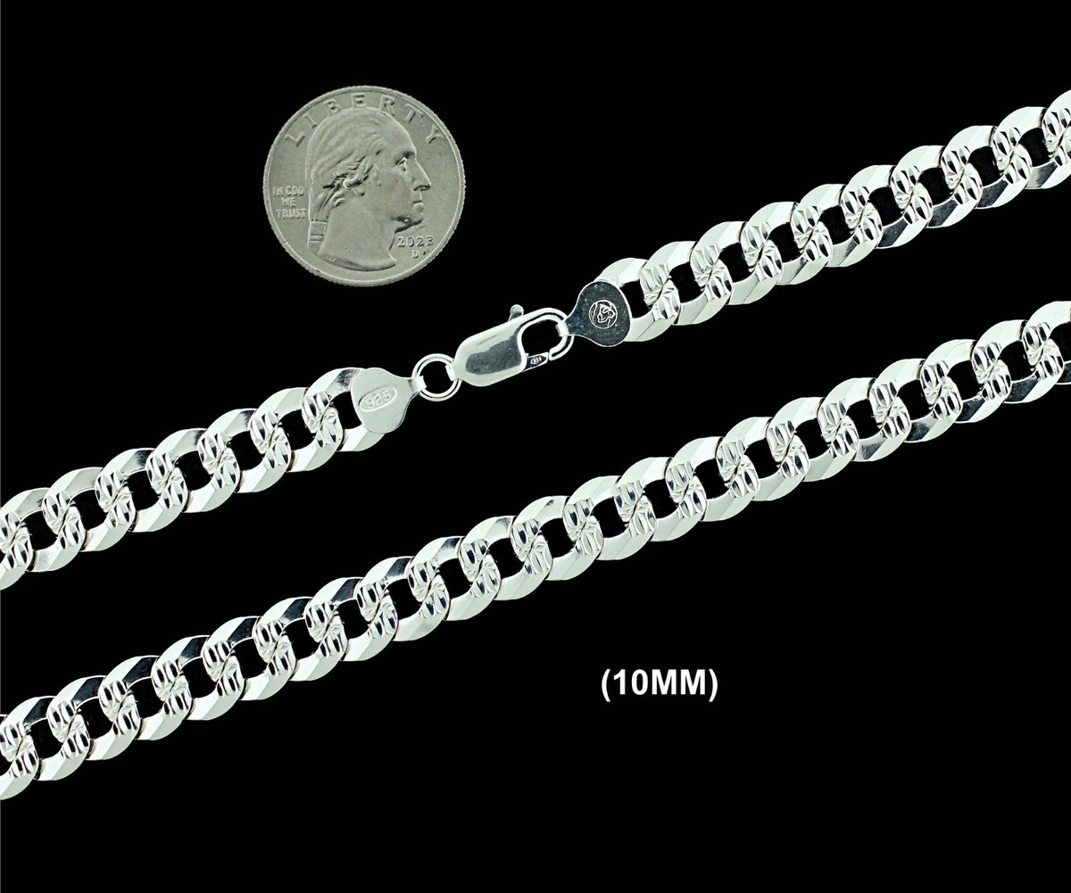 SOLID 925 Sterling Silver DIAMOND CUT Curb Cuban Link SOLID 925 Sterling Silver DIAMOND CUT Curb Cuban Link