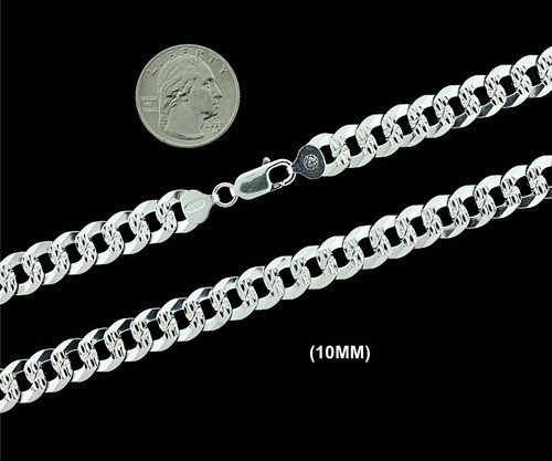 SOLID 925 Sterling Silver DIAMOND CUT Curb Cuban Link Bracelet 2.5MM-10MM ITALY - Picture 11 of 13