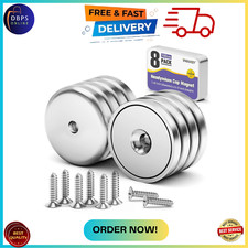 8Pack round Base Cup Magnet 100LBS Strong Rare Earth Magnet Heavy Duty