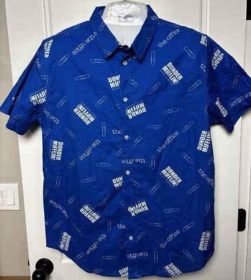 The Office Dunder Mifflin Michael Scott Short Sleeve Button Down Shirt- Men's XL