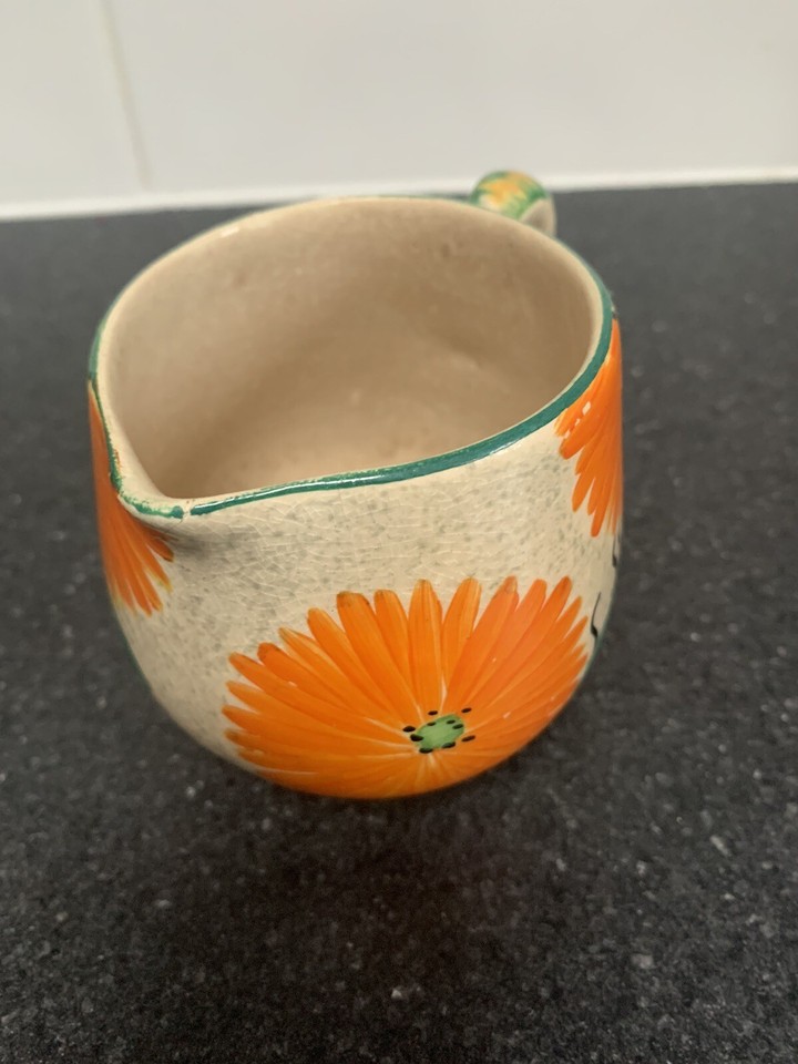Art Deco Hand painted Milk Jug Creamer Hand Painted Flowers Vintage