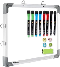Small Dry Erase White Board | 12"x16" Magnetic Hanging Double-Sided Memo Board