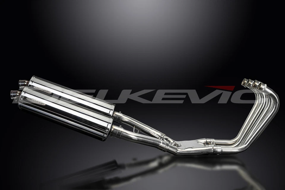 Silenciadores de escape completo Yamaha FJ1100 1984-1985 Delkevic 4-2 18" ovalados de acero inoxidable Foto 2 de 4