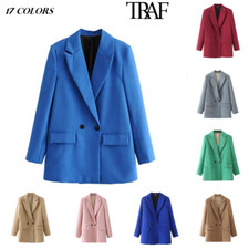 Women's Blazer Coat Suit Jacket Button Long Sleeve Oversized 17 COLORS 20 OFF 