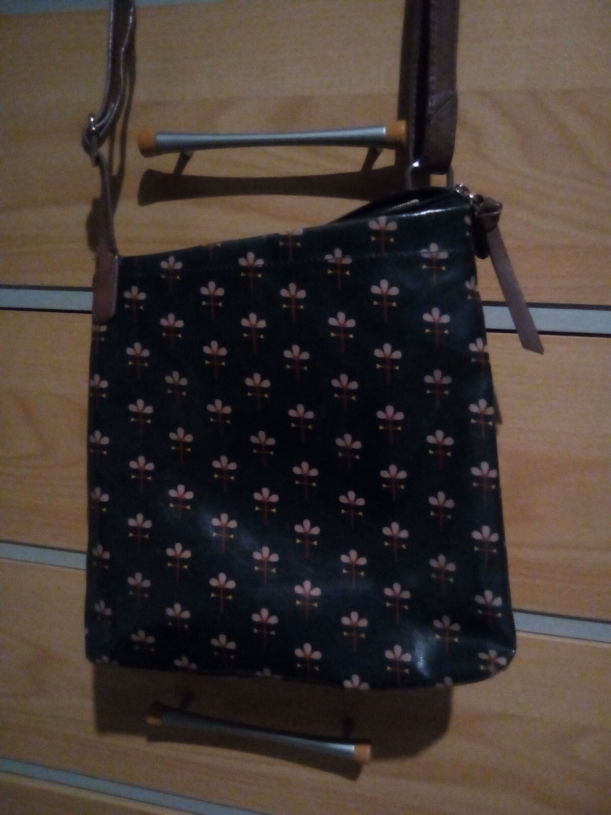 Blue Radley oilskin cross body bag. Radley dog attached. Good used