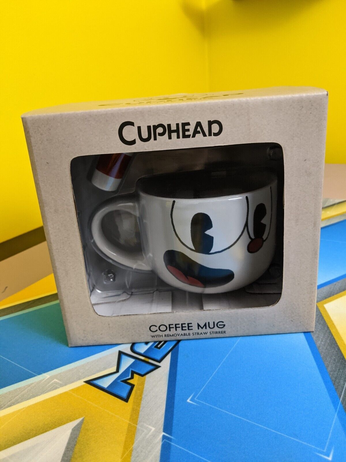 Cuphead Coffee Mug with Removable Straw Stirrer - Just Funky