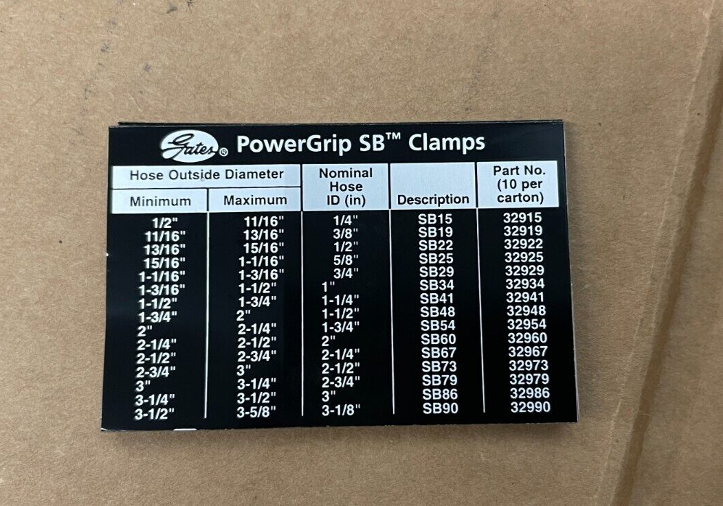 Gates PowerGrip SB Clamp Fits Hose OD 1 1/2 to 1 3/4 Nominal