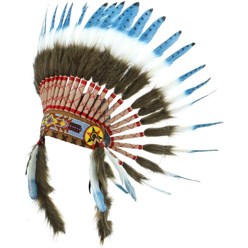 Capo indiano copricapo piume COFANO NATIVI AMERICANI GRINGO Blu MACCHIE  NERE | eBay