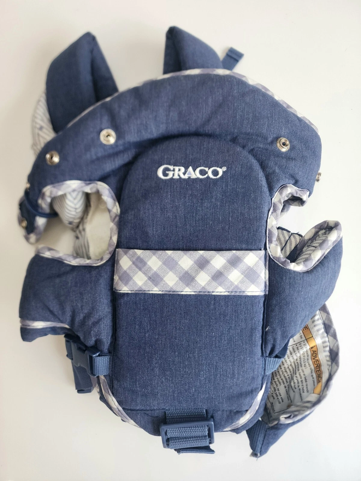 Vintage Graco "Soft" Baby Carrier + Sun/Rain Cover- Blue Denim Muliposition