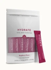 Isagenix New Hydrate Electrolytes Drink Mix 24 Sticks 0.1oz Raspberry Flavor