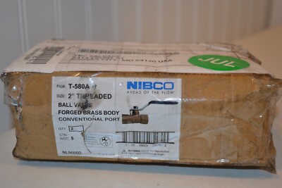 T-580A, Lot of 2 - Nibco 2'' Threaded Ball Valve Forged Brass Body NL9600D