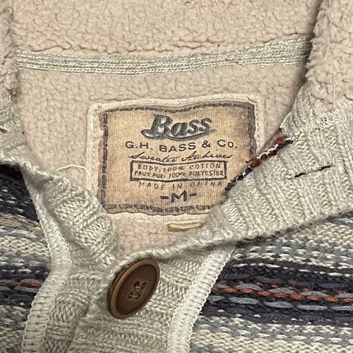 G.H. Bass & Co. Mock Neck Sweater 1/4 Button Men's M Multicolor Faux Fur Collar - Picture 3 of 9