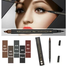 2-In-1 Microblading Tattoo Eyebrow Eyeliner Waterproof Fork Tip Long Last Pencil