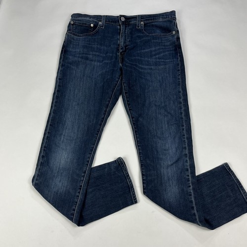 LEVI'S PREMIUM Lot 512 Slim Taper Jeans 33x34 Dark Washed Distressed | eBay
