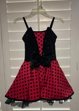 Curtain Call Dance Costume E1224 Child Medium - Red Black Polka Dot - Tap, Jazz