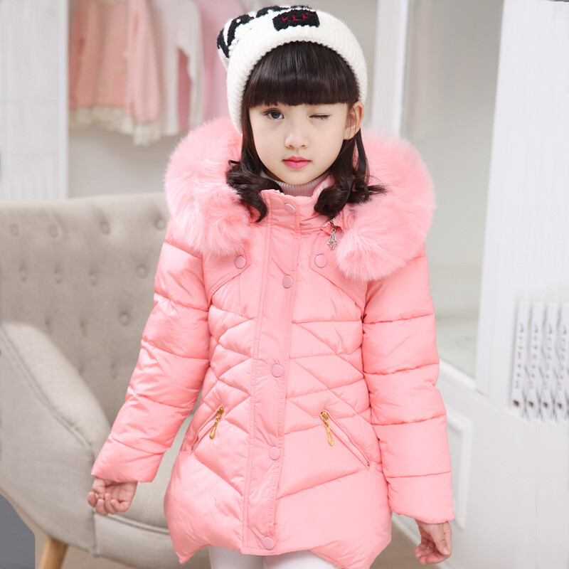 Girls Kids Winter Coat Jacket Faux Fur Hooded Long Parka Coats Warm  Outerwear