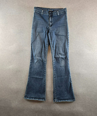 Vtg Interstate 101 Women's Flare Denim Jeans Size 9 Y2K Made USA 26W Blue Metal