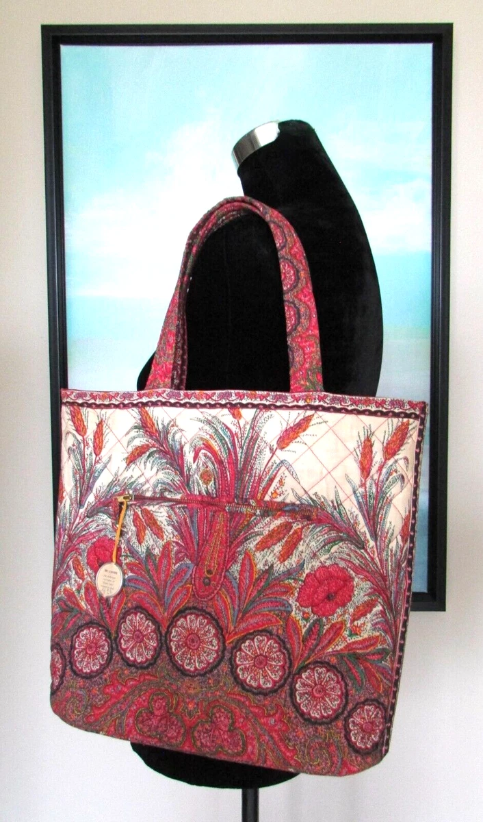 VTG Mark Cross Valdrome France Red Cotton Paisley Tote Bag eBay