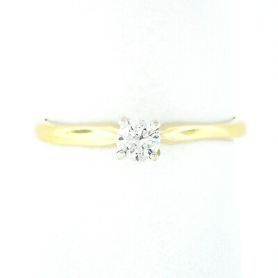 Klassischer runder Diamant-Solitär-Verlobungsring 14 kt Gold 0,20 kt mit 4 Krappen besetzt