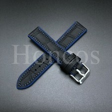20 MM BLUE LEATHER RUBBER WATCH STRAP FITS FOR SWATCH X OMEGA MISSION TO NEPTUNE