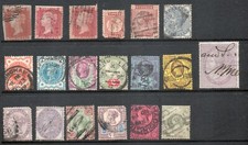 1800's QV Collection of 19 Different Stamps GREAT BRITAIN Penny Red, with faults