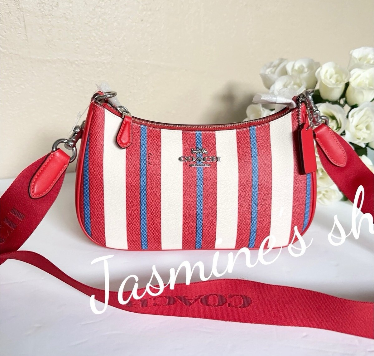 NWT coach Teri Shoulder Bag With Stripe Print CT823 | eBay