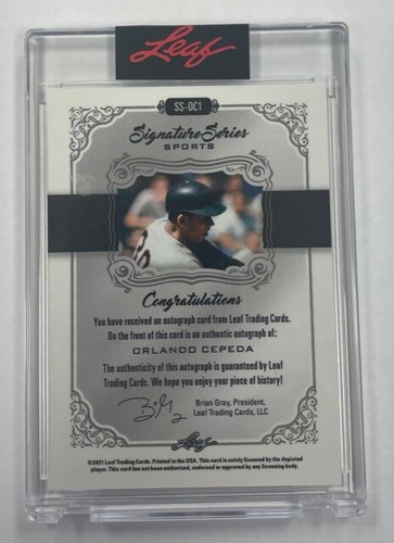 Orlando Cepeda Giants Baseball 2021 Leaf NO. SS-OC1 #1/1 Autograph Single Card - Picture 2 of 2