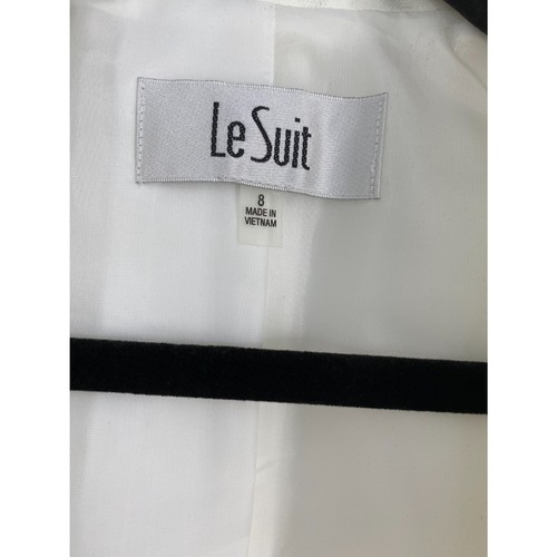 Le Suit NWT Two Piece Set 2 Button Notch Lapel Blazer Midi Skirt Ivory US 8 New - Picture 8 of 10