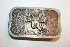 Vintage Western 3 D Ornate Saddle Metal Belt Buckle Cowboy Rodeo Rare