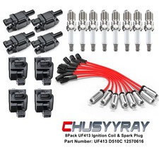 8 Pack UF413 Ignition Coil Spark Plug Wire For 2007-2013 GMC Sierra 1500 5.3L