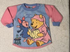 Vintage Disney Winnie the Pooh Piglet Pink Blue Fleece Pajama Top Size 12 months