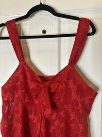 VTG Victoria's Secret Babydoll Gown Large Red Chiffon Bow Lingerie Gold Label