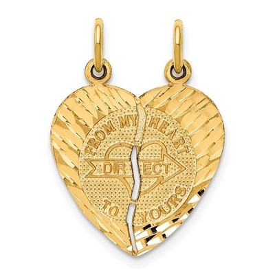 14k Yellow Gold Break-apart FROM MY HEART DIRECT TO YOURS Charm Pendant 1.72gm