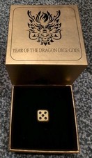 2024 Fiji Lunar Year of the Dragon Gold Gilded Silver 1 oz Dice mintage 388 Rare