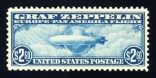 #C15, $2.60 Graf Zeppelin - Blue, XF-OG-XXLH, beautifully centered & very fresh