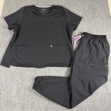 Fabletics Medical Scrub Set Women's 3XL/2XT Black Jogger Pants/Top Uniform Nurse