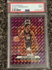 Scoot Henderson 2023-24 Mosaic Purple /99 Rookie City Edition RC #275 NBA Psa 9
