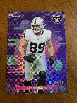 2025 Topps Finest #182 Brock Bowers Uncommon  X-Fractor Purple 12/99 Raiders