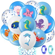 Aoriher 50 Pieces Sea Animals Balloons Party Decorations Under The Sea Birthd...