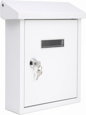 Elegant Weatherproof Wall Mount Locking Mailbox - Galvanized Steel, White Finish